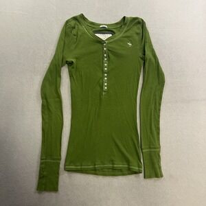 Vintage Abercrombie & Fitch Ribbed Long Sleeve Henley Top Medium Bella Swan Y2K